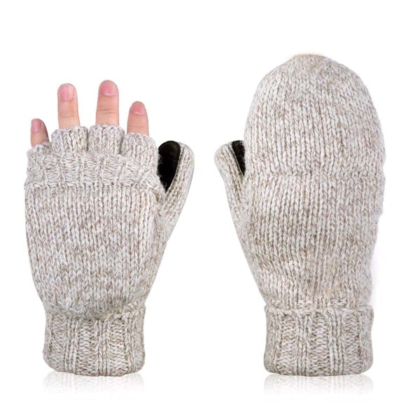 1 kpl Naisten sormettomat neulotut hanskat talveksi, taitettavat lapaset