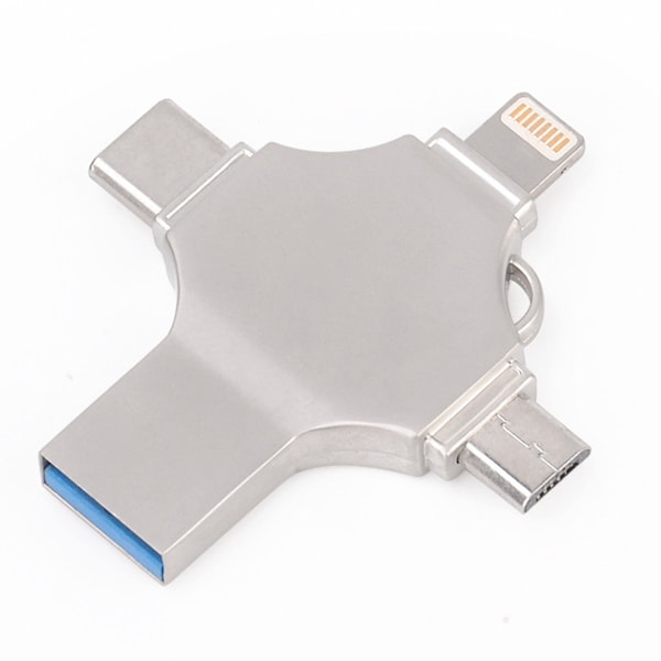 Höghastighets Multi-interface Minnessticka, 32GB 4-i-1 USB-minne Erbjuder Snabb Dataöverföring Och Metallhölje Skyddande Lock För Att Skydda Din