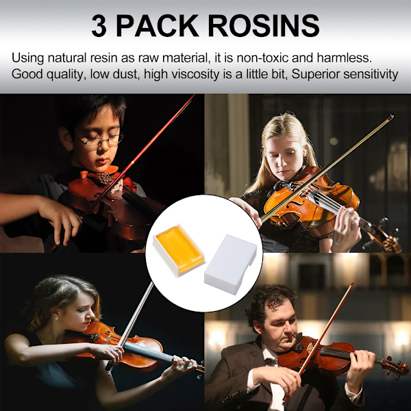 Violin Harts, Långvarig Prestanda Rik Viskositet för Violin Viola Cello Stråkar, 3-pack Gul Naturlig Harts Genomträngande Ljud