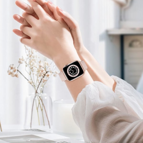 Ersättningsarmband i toppnarvläder för Apple Watch, modernt hantverk med snabbfästen och spänne i rostfritt stål, enkelt