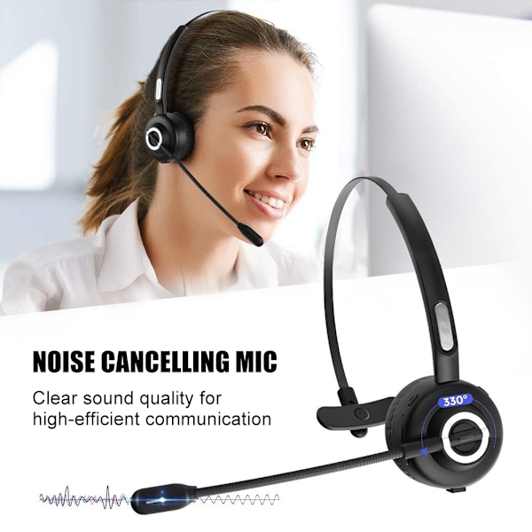 Trådlöst headset, professionellt ljud var som helst, AI-driven ENC-brusreducering Bluetooth-headset med mikrofon för sömlös anslutning,
