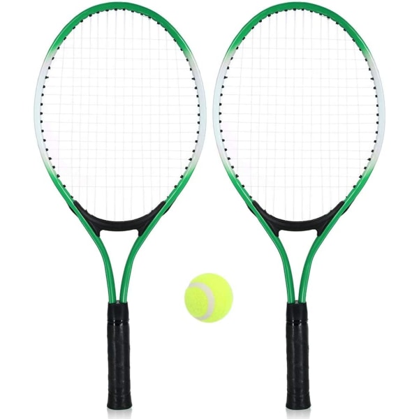 Sæt med 2 teenagers tennisketcher til træning af tennis, grøn