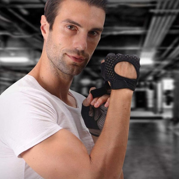 Träningshandskar Viktlyftning Gymhandskar, Svart, M