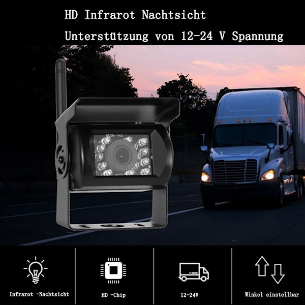 IP69 Vattentät Backkamera, HD 1080P Monitor för Skarp Bild, Stark Digital Signal Säkerställer Smidig Överföring, Detaljerad Mörkerseende för Säkerhet