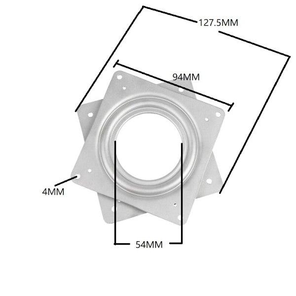 Roterende Lagringsbeslag, Galvanisert Dreieskive, Kvadratisk Rotasjonshåndtak, 360° Roterende Skuff, Kulelager med Skruer, for Sete, Spisebord, Skrivebord,