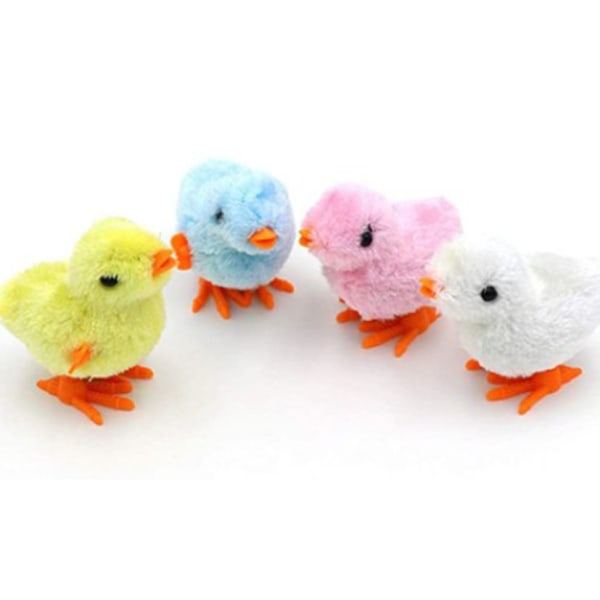 4 stykker Fuzzy Chick Hopping Wind Up Toy Clockwork Chicken