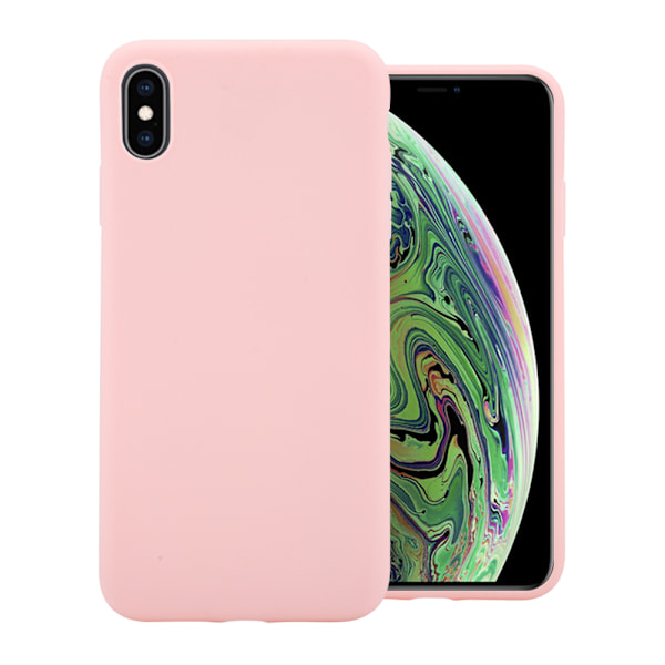 Flytande silikongummiskal för iPhone Xs Max, Elegant skydd med mikrofiberfoder för 6,5-tum, Rosa