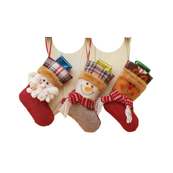 3Pcs Festive Handmade Socks For Holiday Home Decor, 12.5X19Cm