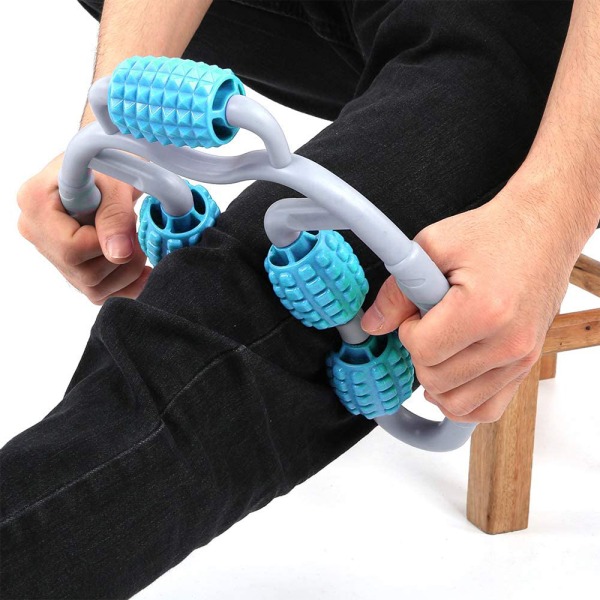 Rullahieronta sauva kotiin jalkojen lihasten rentouttamiseen, sininen