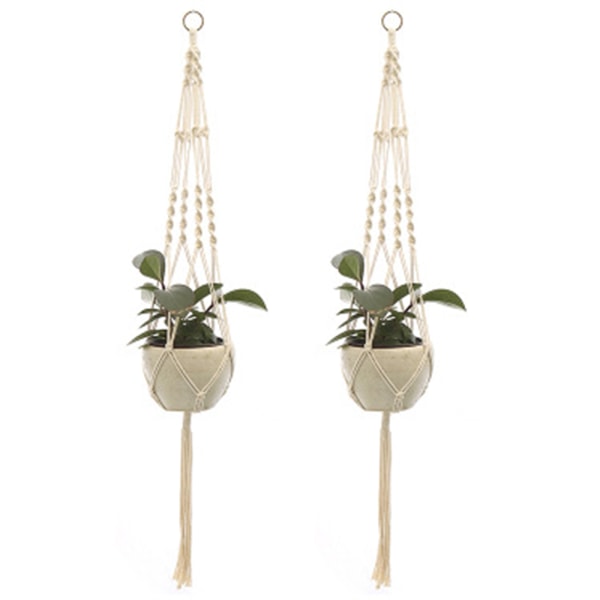 2 st Macrame växt hängare hängande planter korg, stil 2