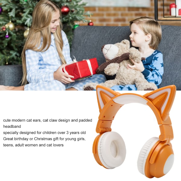 Fashionabla katthörlurar med inbyggd mikrofon, säkra för barn, hopfällbar design för enkel förvaring och resa (justerbara)