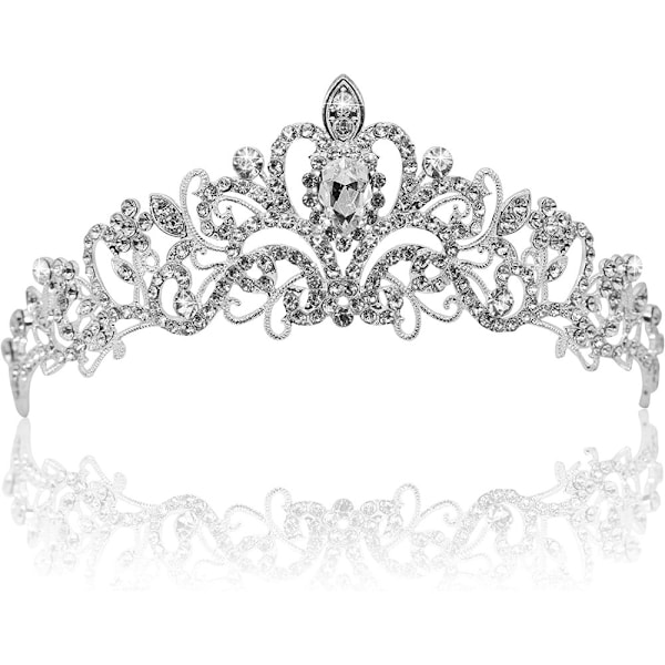 Strålande Strass Tiara Krona, Lätt Silver Kristall Prinsessdiadem för Kvinnor och Flickor, Perfekt för Fester Bröllop Bal Födelsedag