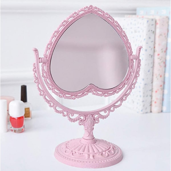 1 pakke enkel og smuk hjerteformet kosmetisk spejl, pink