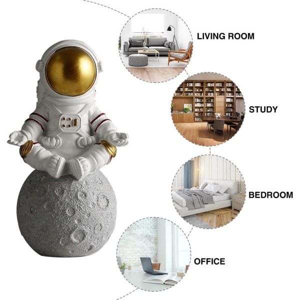Astronaut Figur Skulptur Spaceman Statue Desktop, Guld