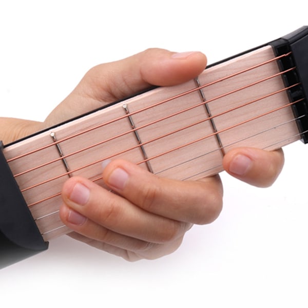 Bärbart Gitarrövningsverktyg, Gitarrackordtränare för Realistisk Övningsupplevelse, Tyst Övning med Fuktskydd och Justerbar Sträng