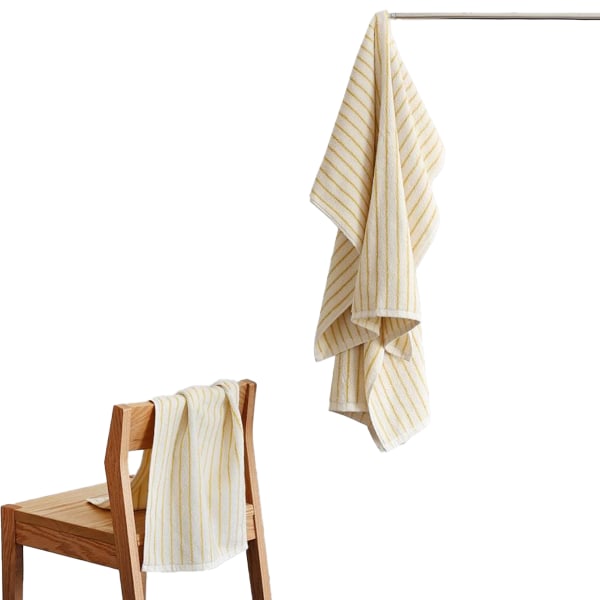 2-pak klassiske badehåndklæder Oversized stribet bomuldsbadehåndklæde -