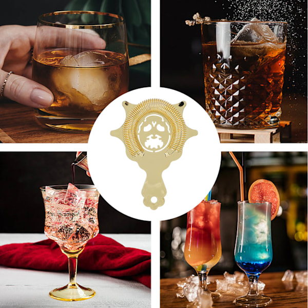 Barsil Rostfritt Stål Avtagbar Cocktail Sil för Professionella Bartenders och Mixologer Guld