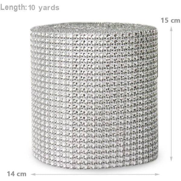 Selvklebende Rhinestone Strips Diamond Sticker Wrap, Silver