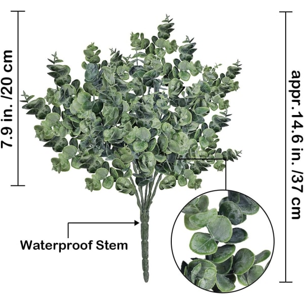 3 stk. kunstige eukalyptusgrene i støvet grøn - 14,6\" høje til dekoration