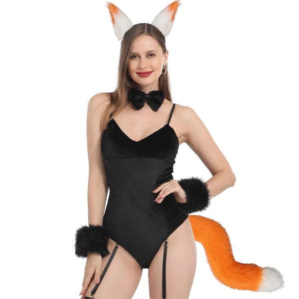 Imiteret Pels Kat Ræv Ulv Furry Hale og klip ører til Halloween