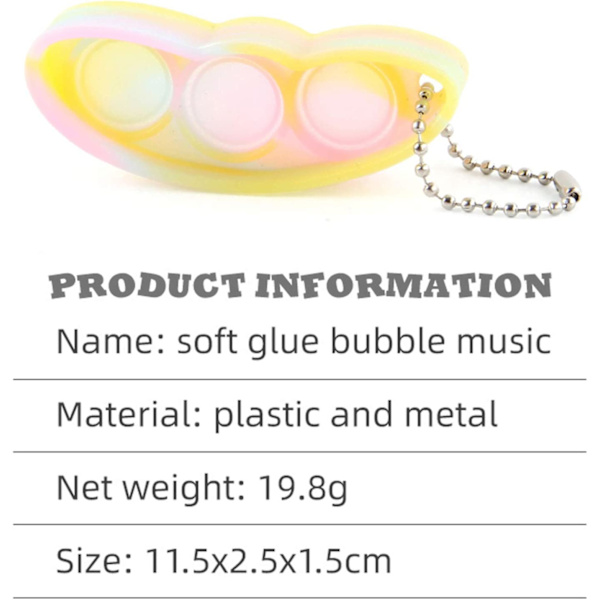 2 kappaleen Squeeze-A-Bean Fidget -lelusetti, Edamame-avainperä
