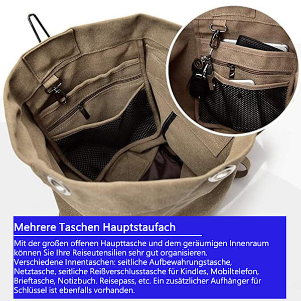 Klassisk Duffelväska i Militärstil, Stor Kapacitet Kraftig Canvas Axelväska För Vattenresistent Resande och Vandring