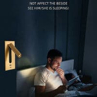 Leselys LED Hodegjerdelampe Skjult Bryter Nattbordslampe, USB