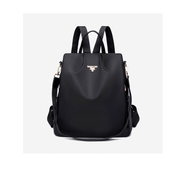 Tyverisikring kvinders rygsæk, vandtæt nylon, sort