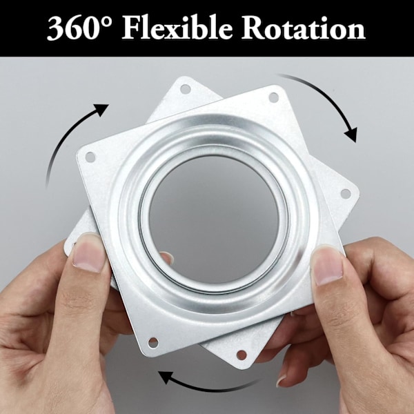 Roterende Lagringsbeslag, Galvanisert Dreieskive, Kvadratisk Rotasjonshåndtak, 360° Roterende Skuff, Kulelager med Skruer, for Sete, Spisebord, Skrivebord,