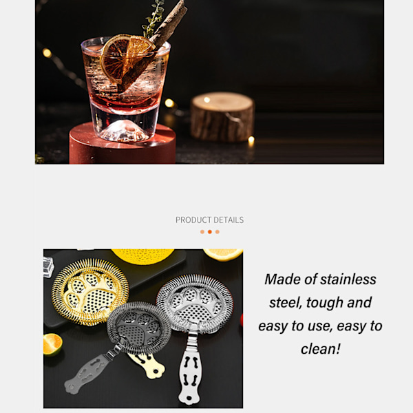304 Rostfritt Stål Cocktail Sil Bar Sil Barverktyg Drink Sil Perfekt Tillbehör för Barer Restauranger Silver