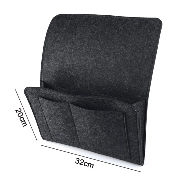 Sengebordsfilt hængende organisering med 5 lommer, mørkegrå