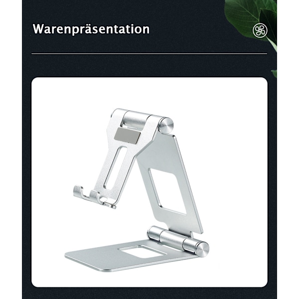 Mobiltelefonställ med dubbel vikmekanism, aluminiumlegering för universell kompatibilitet, skyddande halkfria kuddar, hopfällbart och integrerat, lätt att