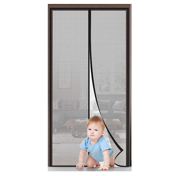 Vindtät Design Premiumkvalitet Förstärkt Magnetisk Skärmdörr, Insektsskydd Automatisk Snabb Tyst Stängning för Ditt Boende (100x210cm)