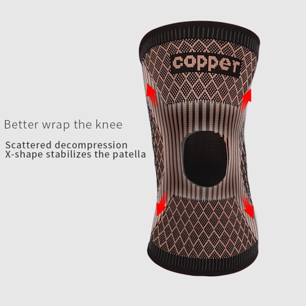 Koppar Knäskydd, Ergonomisk Knäsmärtlindring med Fuktabsorberande Kompressionsärm, Halkfri Design, Andningsbart 3D-stickat Tyg, Idealisk för