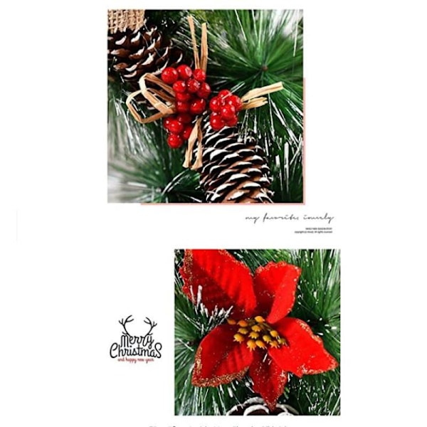 Konstgjord krans med röda blommor och tallkottar, Inomhus- och utomhusdekoration, Snötäckt dekoration för ytterdörren, Högkvalitativ mångsidig användning till jul