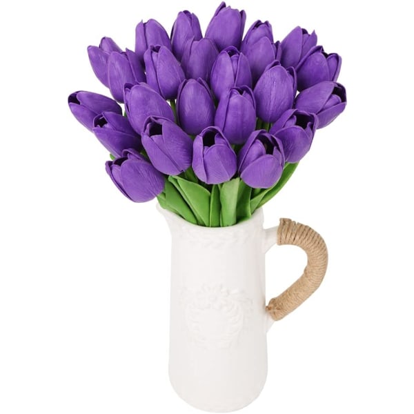 24 pakke falske tulipaner Lilla Real Touch kunstige blomster