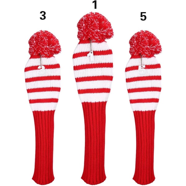Knit Golf Headcover Set med 3 Pom Head Covers