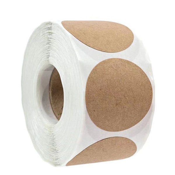 2" Natural Brown Kraft Paper Stickers (500 per roll)