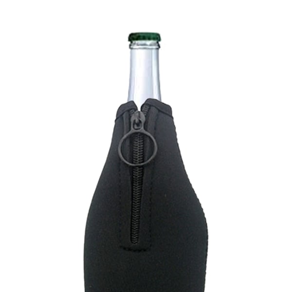 Jäähdytyspussi, yksi vetoketjullinen pullon suojaholkki, musta