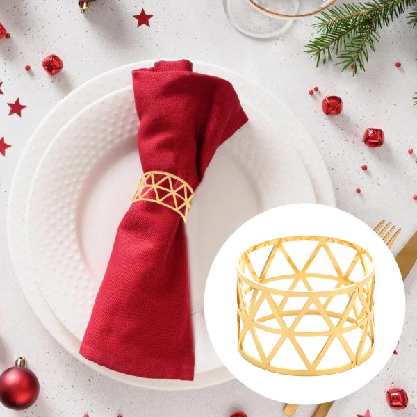 12 Pcs Napkin Rings, Gold Napkin Rings Christmas Napkin Rings Set of 12 Metal Napkin Ring Holders for Party of Table Settings