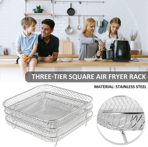 (Firkantet) Airfryer-stativ 3-lags stabilt dehydratorstativ