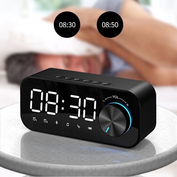 Digitala väckarklockor i trä för sovrum, Högt alarm med justerbar volym, Batteribackup för tungt sovande, Dubbel väckarklocka med USB