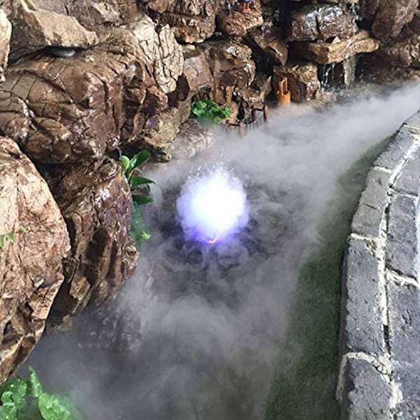 Damfontene tåkegenerator vannspray med strømpakke og 12 LED