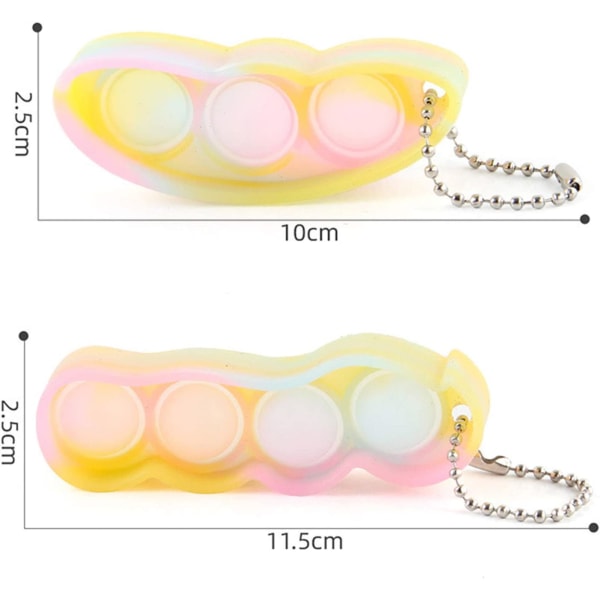 2-pakning Squeeze-A-Bean Fidget-leker, Edamame-nøkkelring