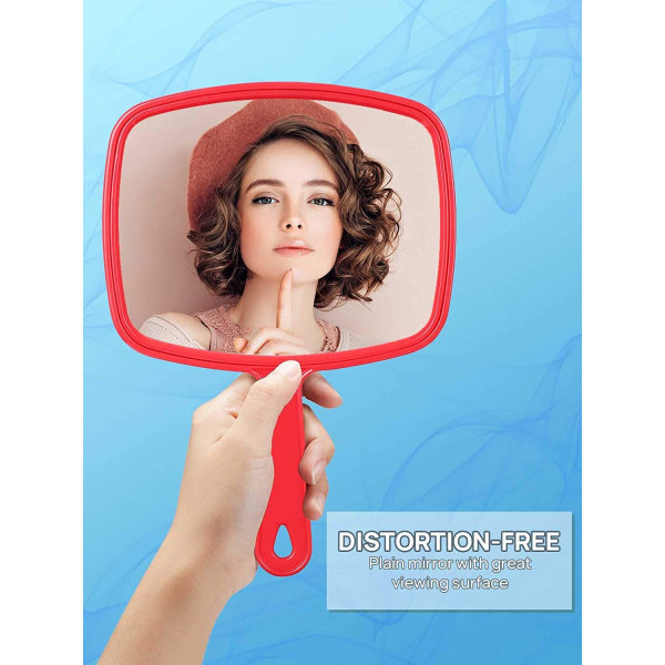 Hand Mirror, Handheld Mirror With Handle,Red