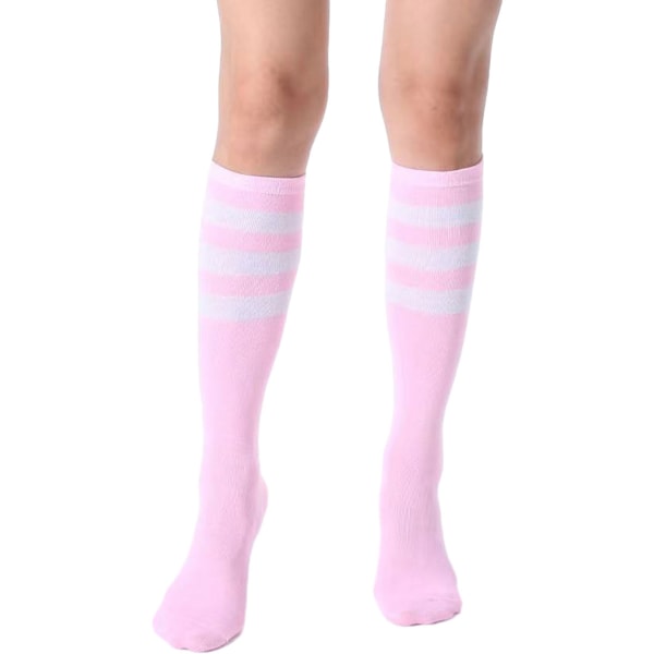 Fotballsokker for barn Knehøye sokker for småbarn, stripete jenteskole