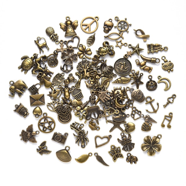 100 STK Mixed Charms Anheng DIY for smykker å lage og lage