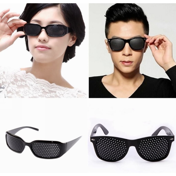 4 stykker gitterbriller / hulbriller til øjentræning