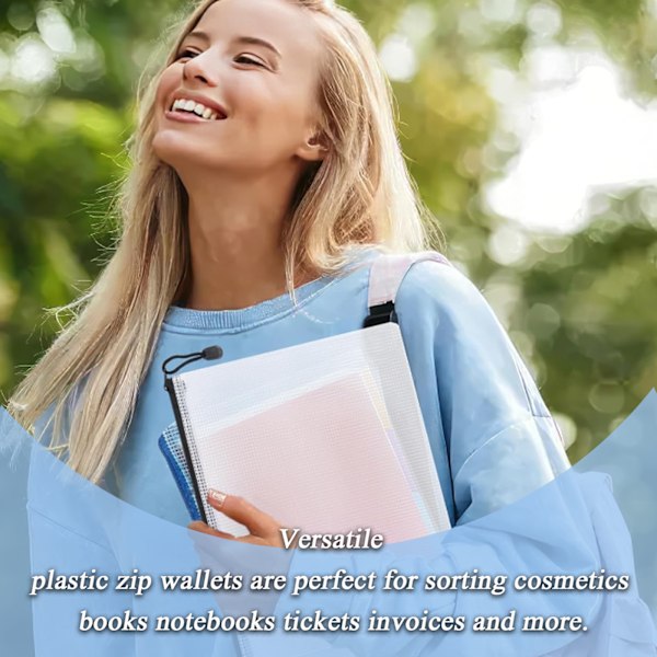 10 st B5 Plastfickor med Dragkedja, Plast Mesh Dragkedja Dokumentmappar Zip Lock Väskor, Vattentäta Dokumentfickor för Skola Kontorsmaterial Resor
