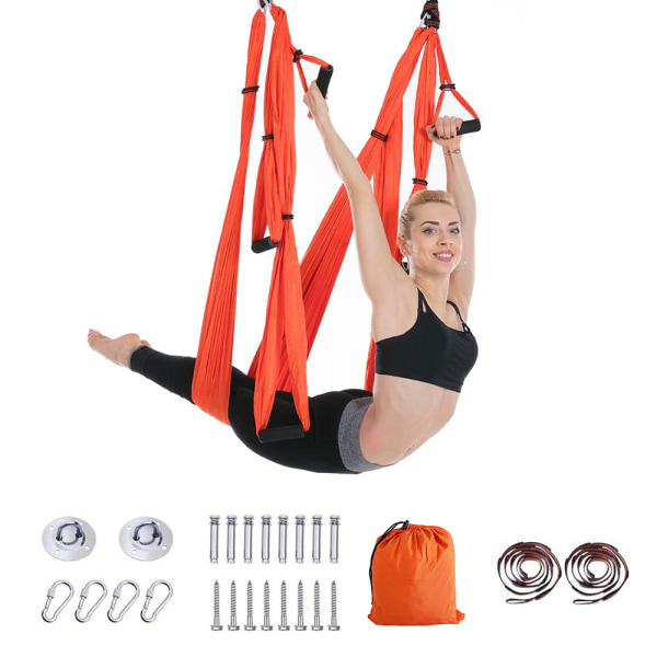 Aerial Yoga Swing Set, Yoga Hammock Flying Trapeze, Oranssi